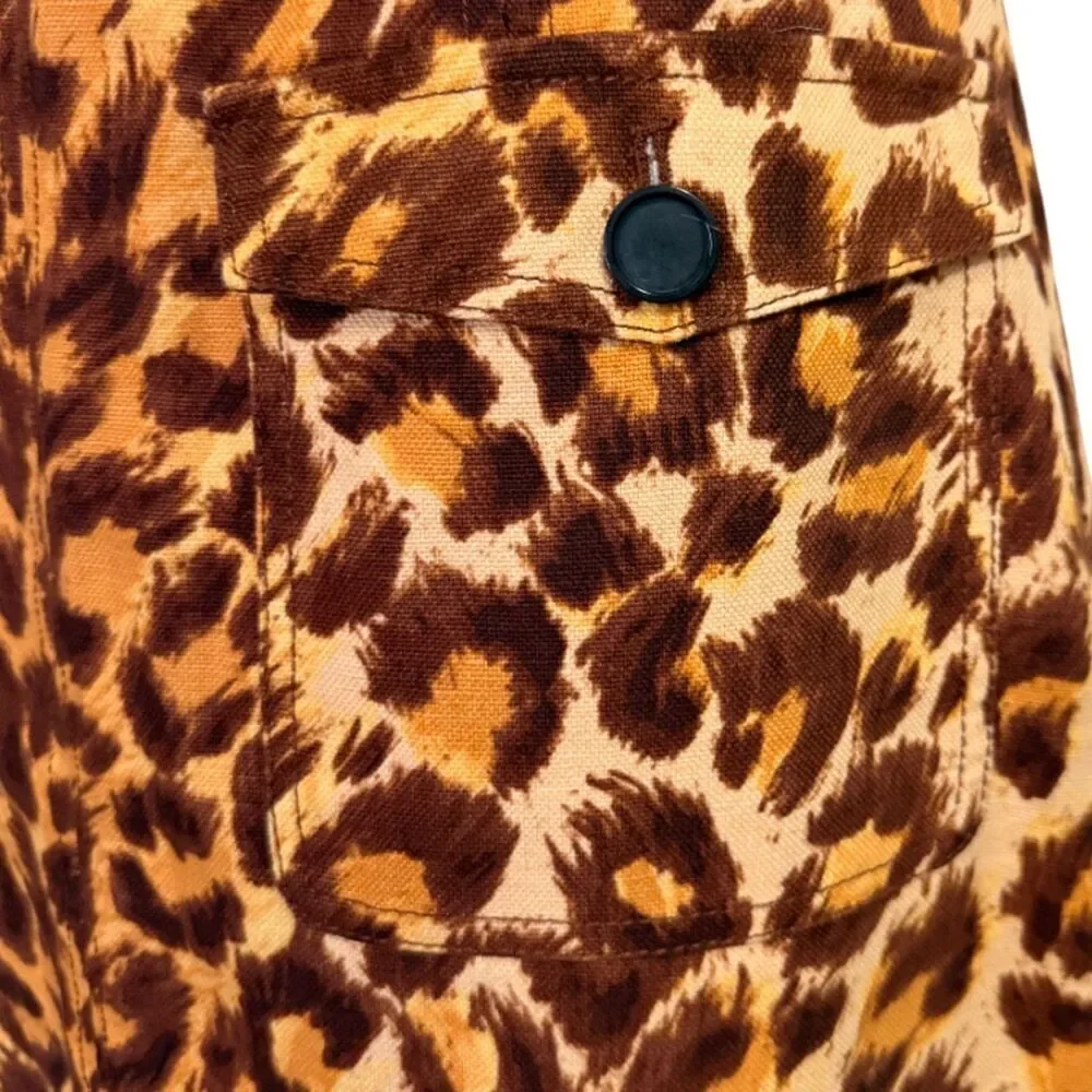 Kate Spade Panthera Brown and Orange Leopard Midi Skirt Size 8